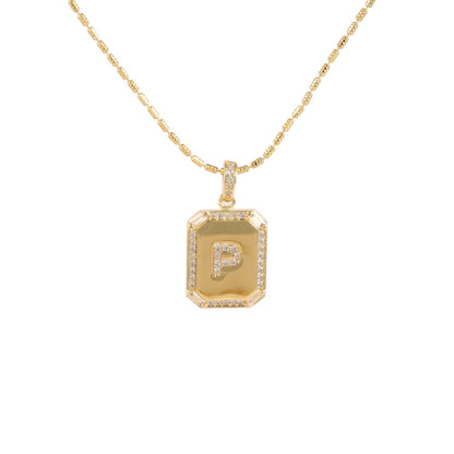 Square Initial Pendant Necklace