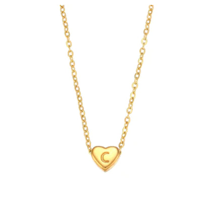 Mini Heart Initial Necklace