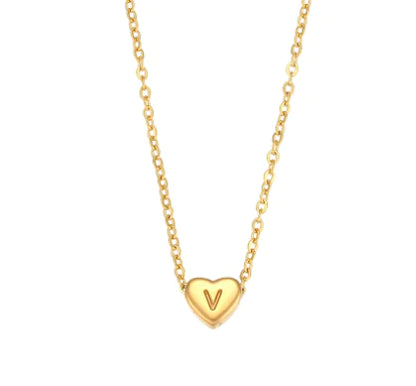Mini Heart Initial Necklace