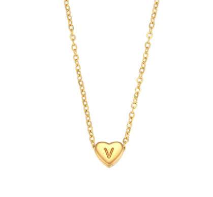 Mini Heart Initial Necklace